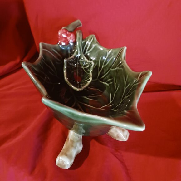 Signed Hand Painted Nut Bowl with Spoon